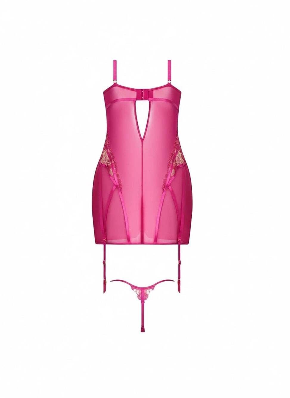 Nova Blacklight Lace Chemise & Thong Set -